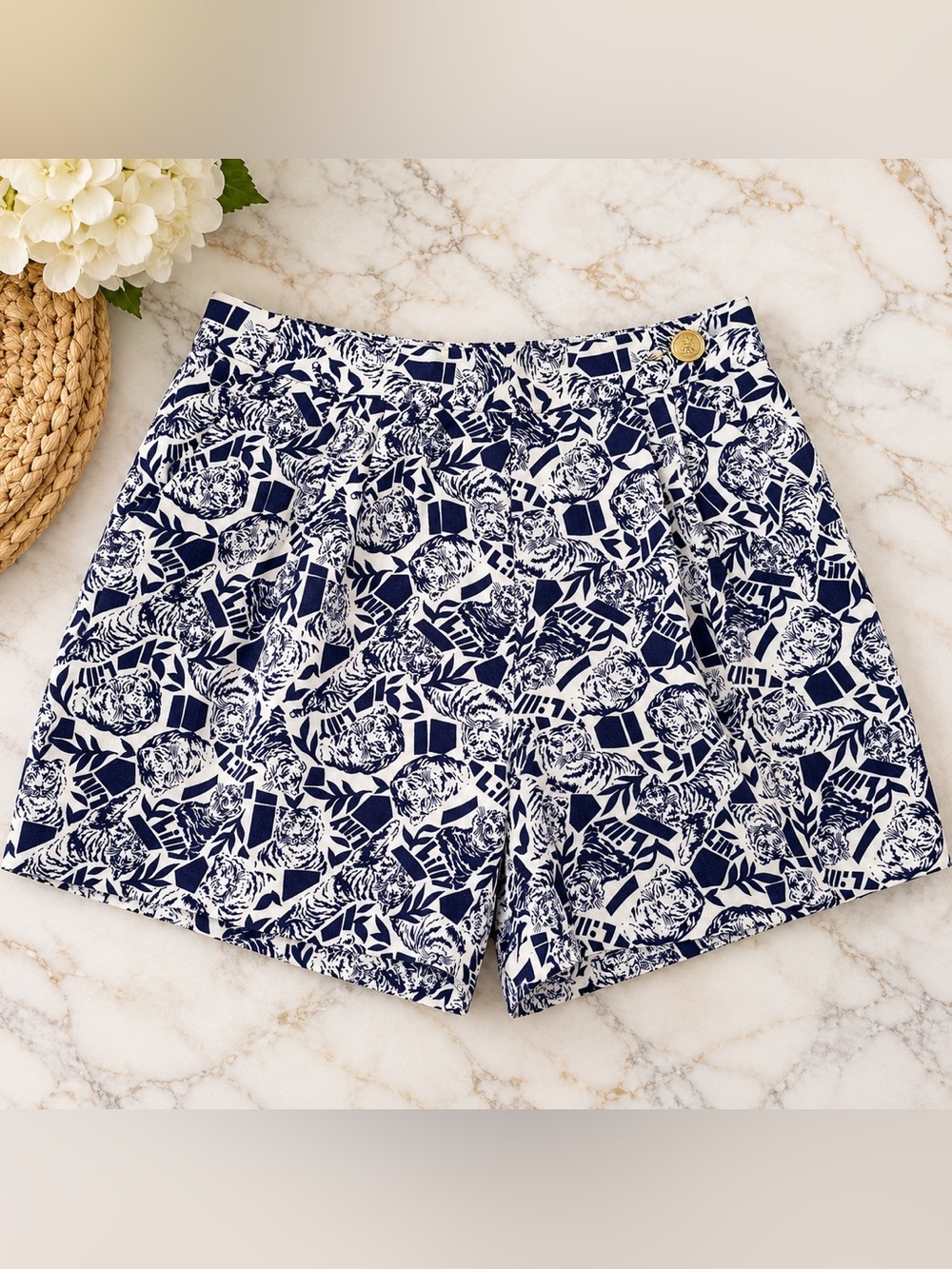 Vintage Lilly Pulitzer Tiger Print High Rise Shorts L 14 16
